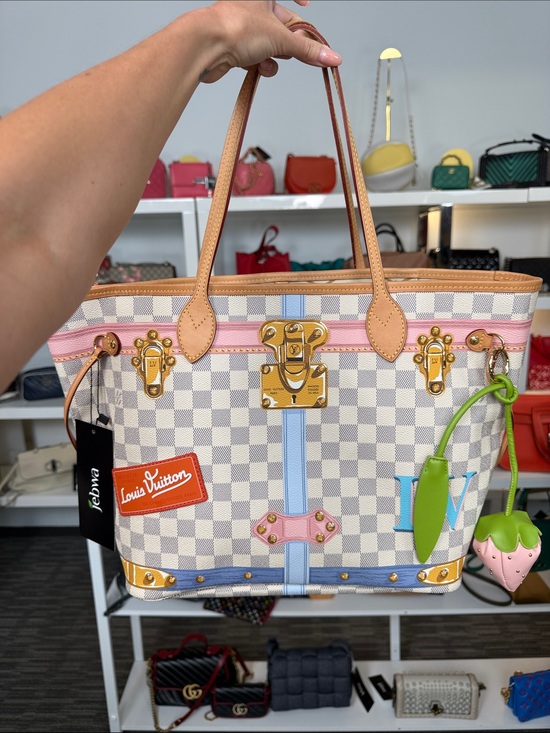 Louis Vuitton Handbags - Louis Vuitton Multicolor Damier Azur Canvas Tote with Pink, Blue & Green Accents